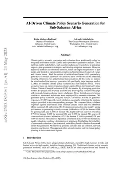 AI-Driven Climate Policy Scenario Generation for Sub-Saharan Africa