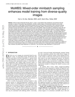MoMBS: Mixed-order minibatch sampling enhances model training from diverse-quality images