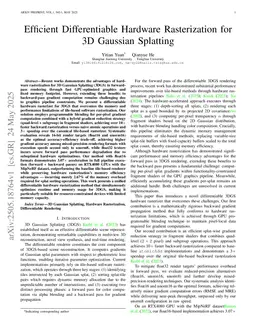 Efficient Differentiable Hardware Rasterization for 3D Gaussian Splatting