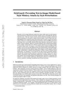 StyleGuard: Preventing Text-to-Image-Model-based Style Mimicry Attacks by Style Perturbations