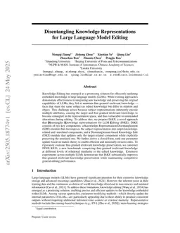 Disentangling Knowledge Representations for Large Language Model Editing