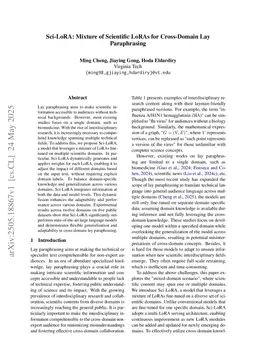 Sci-LoRA: Mixture of Scientific LoRAs for Cross-Domain Lay Paraphrasing