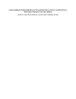 Understanding the Relationship Between Personal Data Privacy Literacy and Data Privacy Information Sharing by University Students