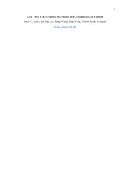 Zero Trust Cybersecurity: Procedures and Considerations in Context