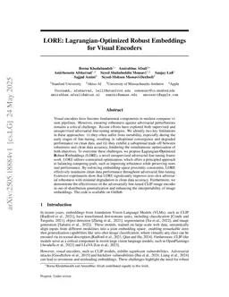 LORE: Lagrangian-Optimized Robust Embeddings for Visual Encoders