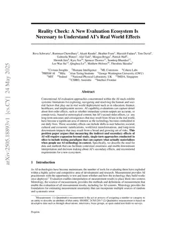 Reality Check: A New Evaluation Ecosystem Is Necessary to Understand AI's Real World Effects