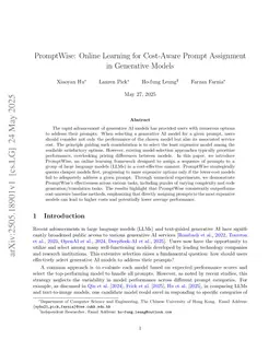 PromptWise: Online Learning for Cost-Aware Prompt Assignment in Generative Models