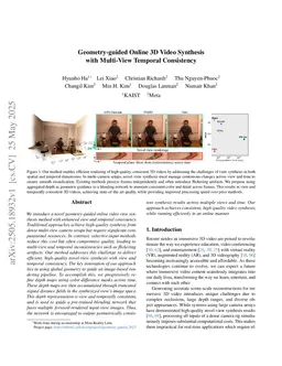 Geometry-guided Online 3D Video Synthesis with Multi-View Temporal Consistency