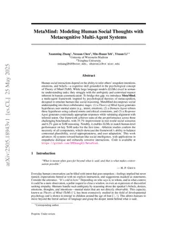 MetaMind: Modeling Human Social Thoughts with Metacognitive Multi-Agent Systems