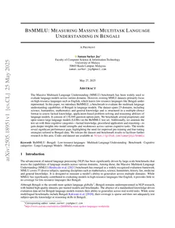 BnMMLU: Measuring Massive Multitask Language Understanding in Bengali