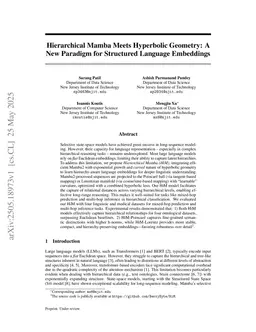 Hierarchical Mamba Meets Hyperbolic Geometry: A New Paradigm for Structured Language Embeddings