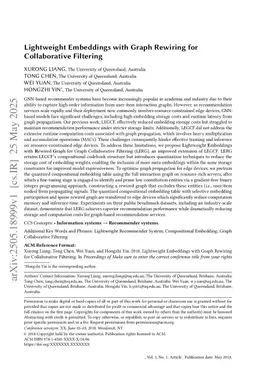 Lightweight Embeddings with Graph Rewiring for Collaborative Filtering