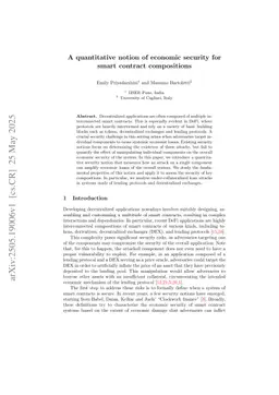 A quantitative notion of economic security for smart contract compositions