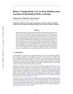Reduce Computational Cost In Deep Reinforcement Learning Via Randomized Policy Learning