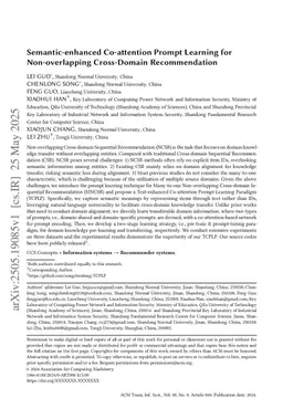 Semantic-enhanced Co-attention Prompt Learning for Non-overlapping Cross-Domain Recommendation