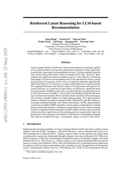 Reinforced Latent Reasoning for LLM-based Recommendation