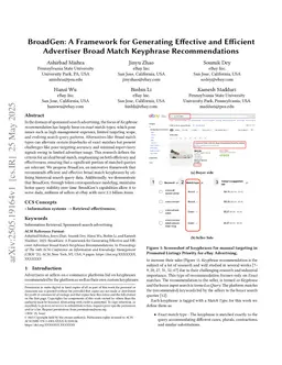 BroadGen: A Framework for Generating Effective and Efficient Advertiser Broad Match Keyphrase Recommendations