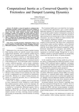 Computational Inertia as a Conserved Quantity in Frictionless and Damped Learning Dynamics