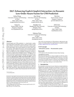 DLF: Enhancing Explicit-Implicit Interaction via Dynamic Low-Order-Aware Fusion for CTR Prediction