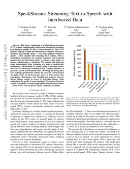 SpeakStream: Streaming Text-to-Speech with Interleaved Data