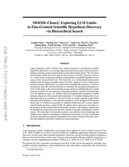 MOOSE-Chem2: Exploring LLM Limits in Fine-Grained Scientific Hypothesis Discovery via Hierarchical Search