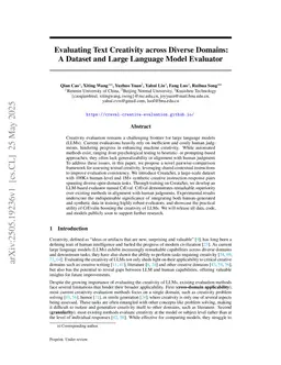 Evaluating Text Creativity across Diverse Domains: A Dataset and Large Language Model Evaluator