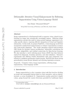 Deformable Attentive Visual Enhancement for Referring Segmentation Using Vision-Language Model