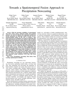 Towards a Spatiotemporal Fusion Approach to Precipitation Nowcasting