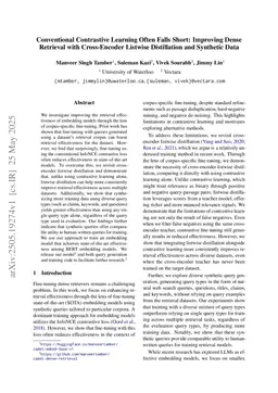 Conventional Contrastive Learning Often Falls Short: Improving Dense Retrieval with Cross-Encoder Listwise Distillation and Synthetic Data