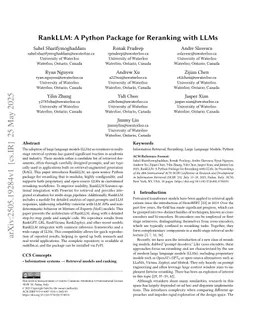 RankLLM: A Python Package for Reranking with LLMs