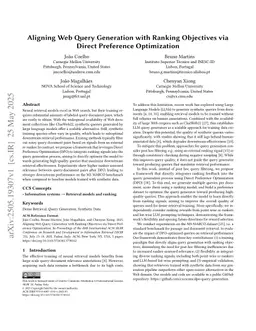 Aligning Web Query Generation with Ranking Objectives via Direct Preference Optimization
