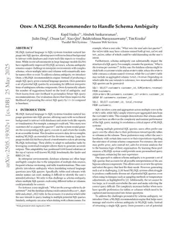 ODIN: A NL2SQL Recommender to Handle Schema Ambiguity