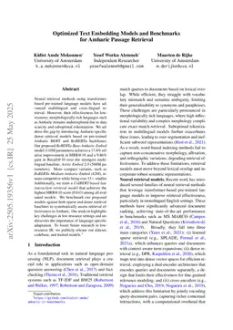Optimized Text Embedding Models and Benchmarks for Amharic Passage Retrieval