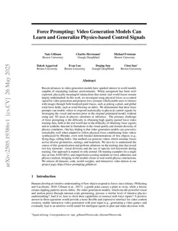 Force Prompting: Video Generation Models Can Learn and Generalize Physics-based Control Signals