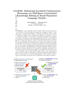 CaseEdit: Enhancing Localized Commonsense Reasoning via Null-Space Constrained Knowledge Editing in Small Parameter Language Models