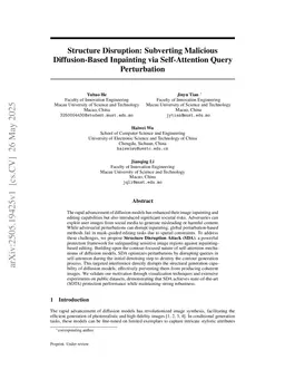 Structure Disruption: Subverting Malicious Diffusion-Based Inpainting via Self-Attention Query Perturbation