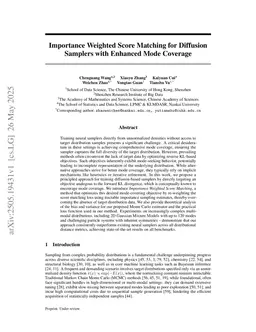 Importance Weighted Score Matching for Diffusion Samplers with Enhanced Mode Coverage