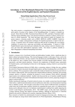 Anveshana: A New Benchmark Dataset for Cross-Lingual Information Retrieval On English Queries and Sanskrit Documents