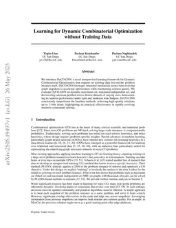 Learning for Dynamic Combinatorial Optimization without Training Data
