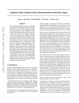 Continuous-Time Analysis of Heavy Ball Momentum in Min-Max Games