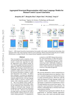 Aggregated Structural Representation with Large Language Models for Human-Centric Layout Generation