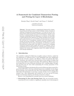 A Framework for Combined Transaction Posting and Pricing for Layer 2 Blockchains