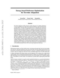 Energy-based Preference Optimization for Test-time Adaptation