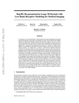 Rep3D: Re-parameterize Large 3D Kernels with Low-Rank Receptive Modeling for Medical Imaging