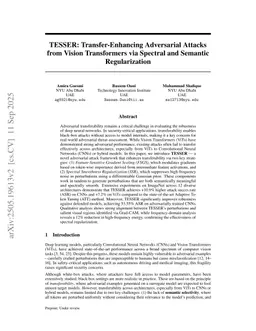 TESSER: Transfer-Enhancing Adversarial Attacks from Vision Transformers via Spectral and Semantic Regularization