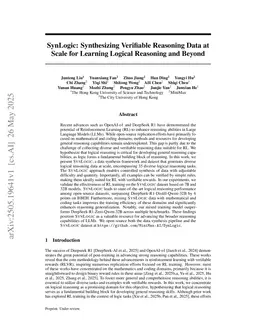 SynLogic: Synthesizing Verifiable Reasoning Data at Scale for Learning Logical Reasoning and Beyond
