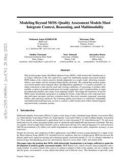 Modeling Beyond MOS: Quality Assessment Models Must Integrate Context, Reasoning, and Multimodality