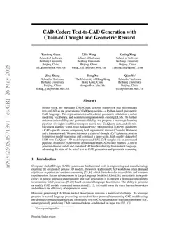 CAD-Coder: Text-to-CAD Generation with Chain-of-Thought and Geometric Reward