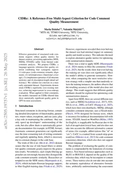 CIDRe: A Reference-Free Multi-Aspect Criterion for Code Comment Quality Measurement