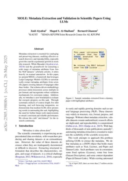 MOLE: Metadata Extraction and Validation in Scientific Papers Using LLMs